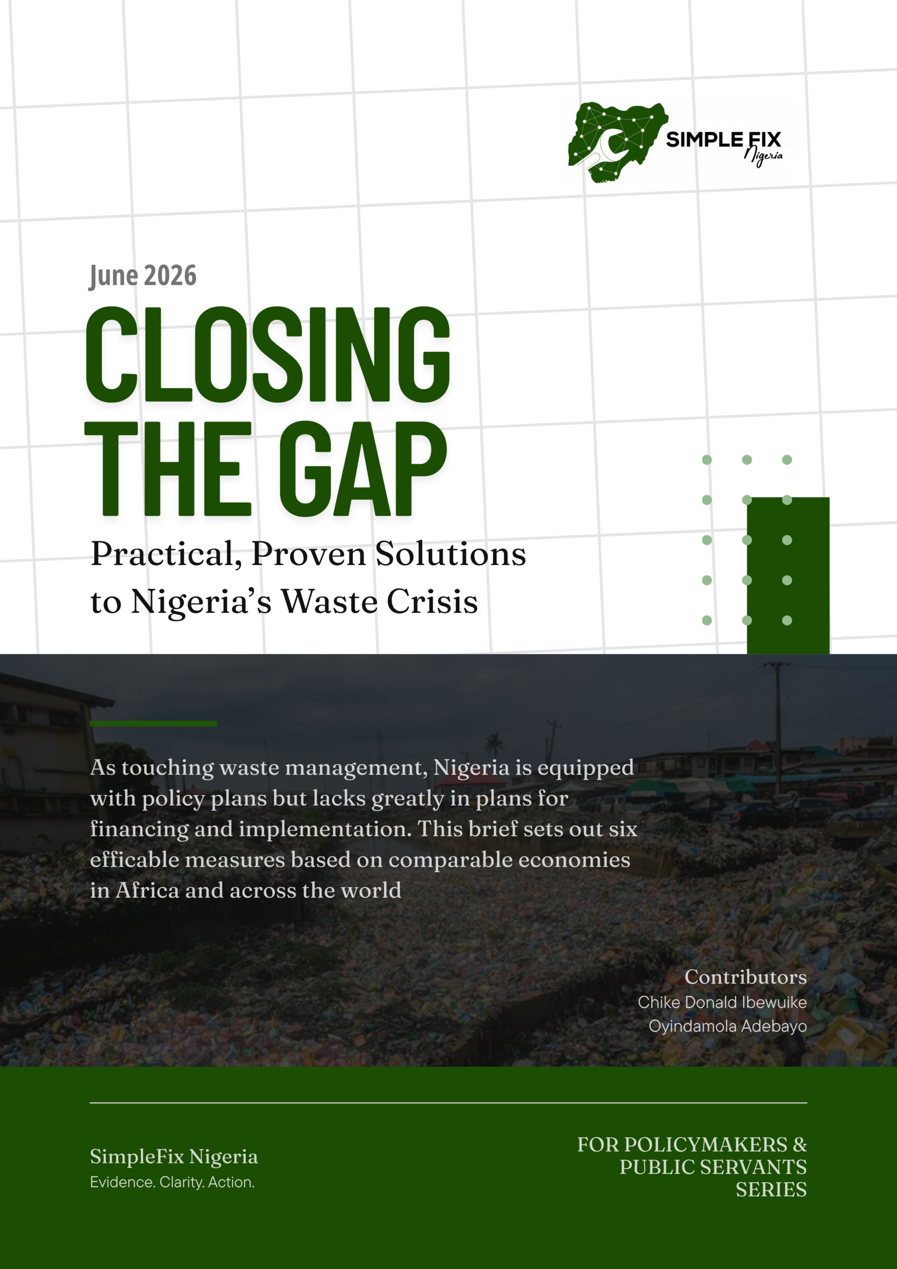 Closing the Gap — Practical, Proven Solutions to Nigeria's Waste Crisis — Policy Brief Cover
