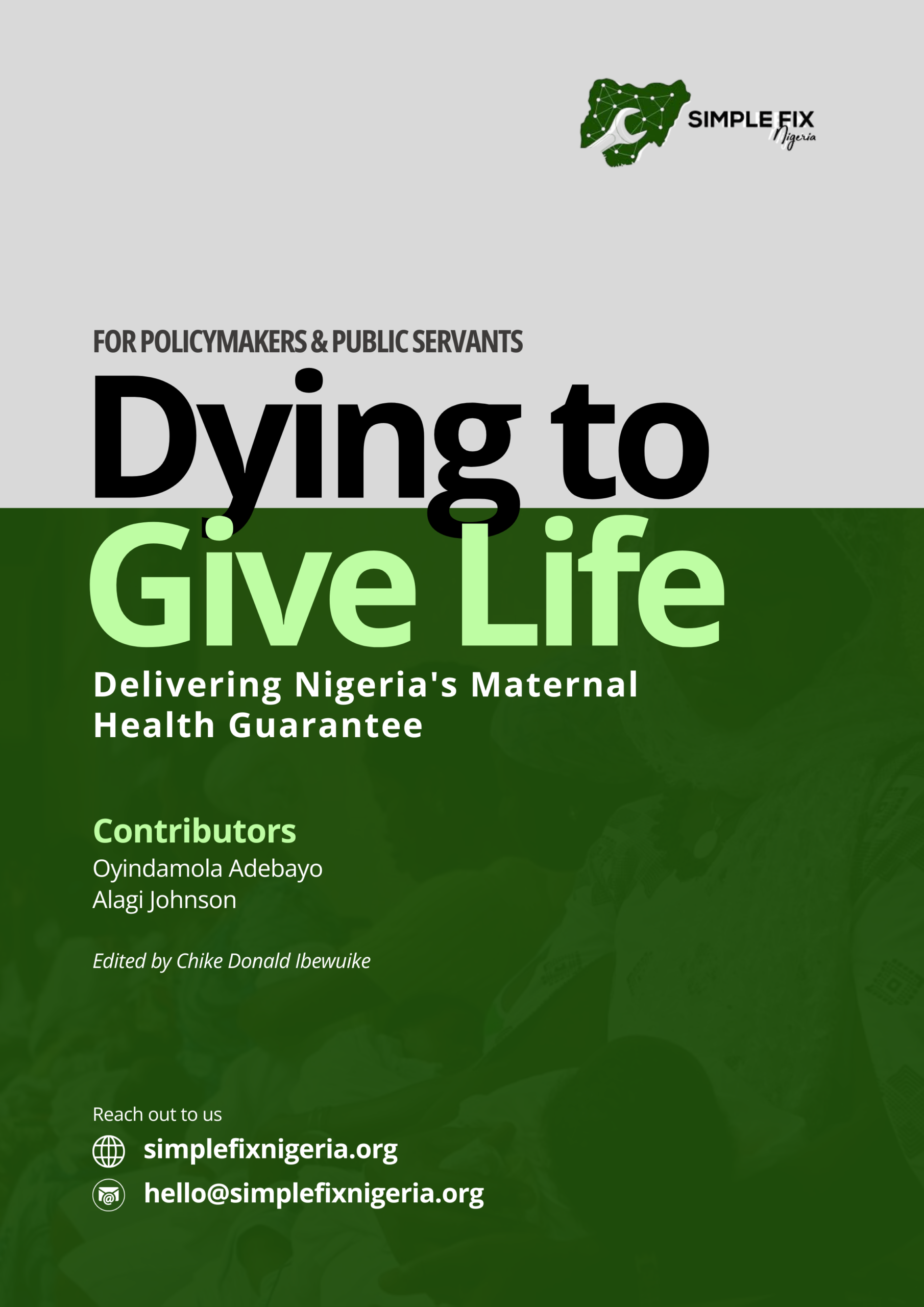 Dying to Give Life — Delivering Nigeria's Maternal Health Guarantee, policy brief cover